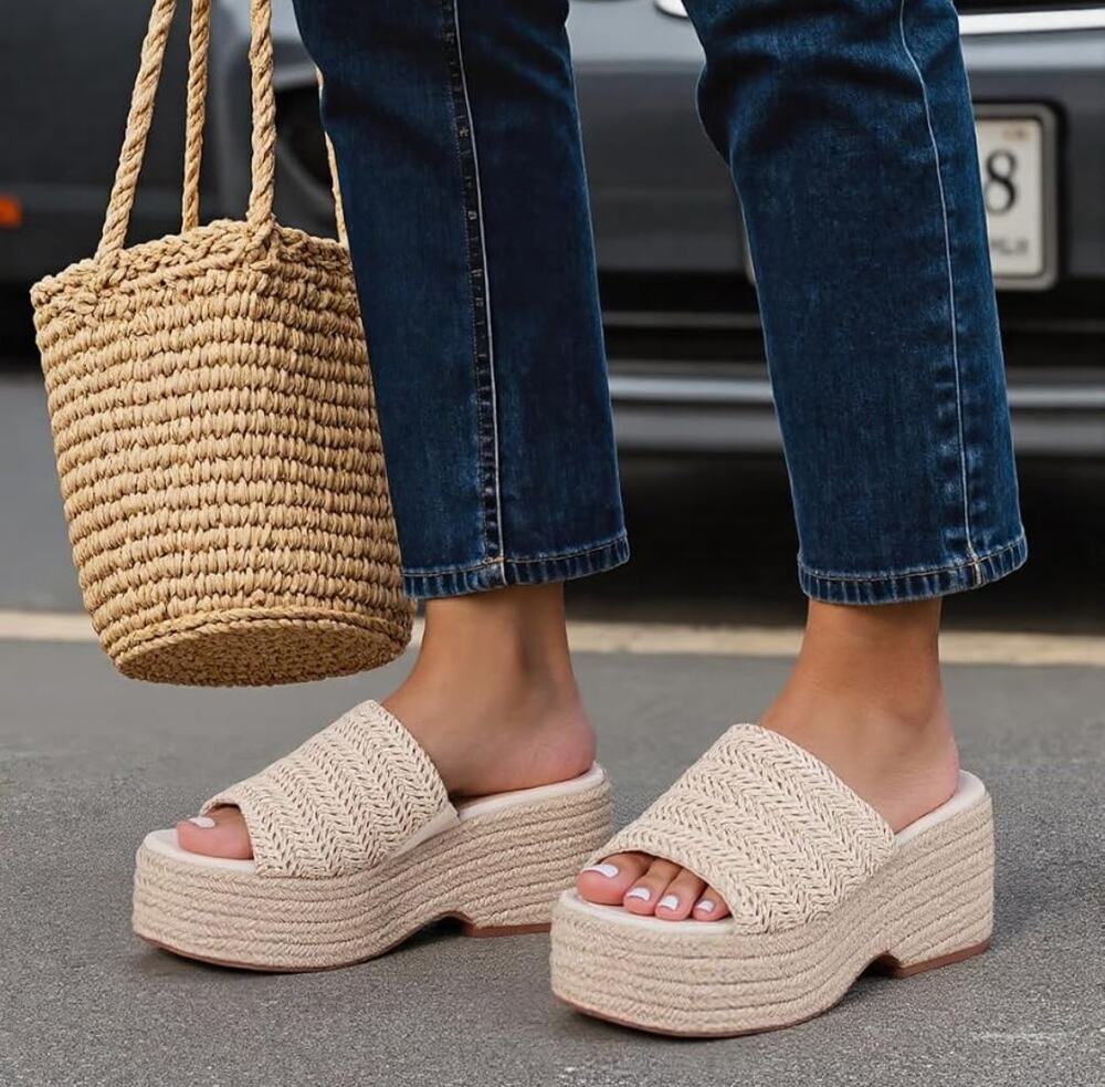 Ex. MSRP $60 NWOB PLATFORM ESPADRILLE WEDGE MULE SANDALS ♡SIZE 6♡